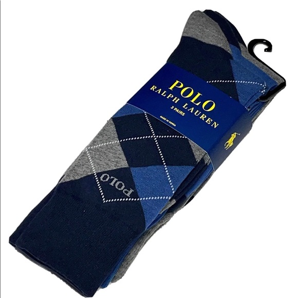 Polo Ralph Lauren Men's Dress Crew Socks 3 Pairs Set NWT New ZP899846PKN NAVBL - Picture 1 of 13